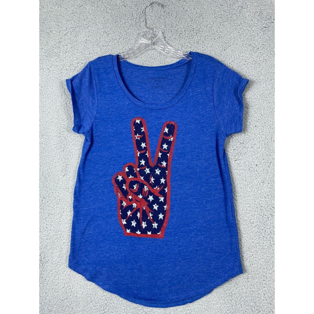 Lucky Brand Freedom Peace Light UP USA Flag T-Shirt Women's S Red White Blue Lot - Picture 8 of 10